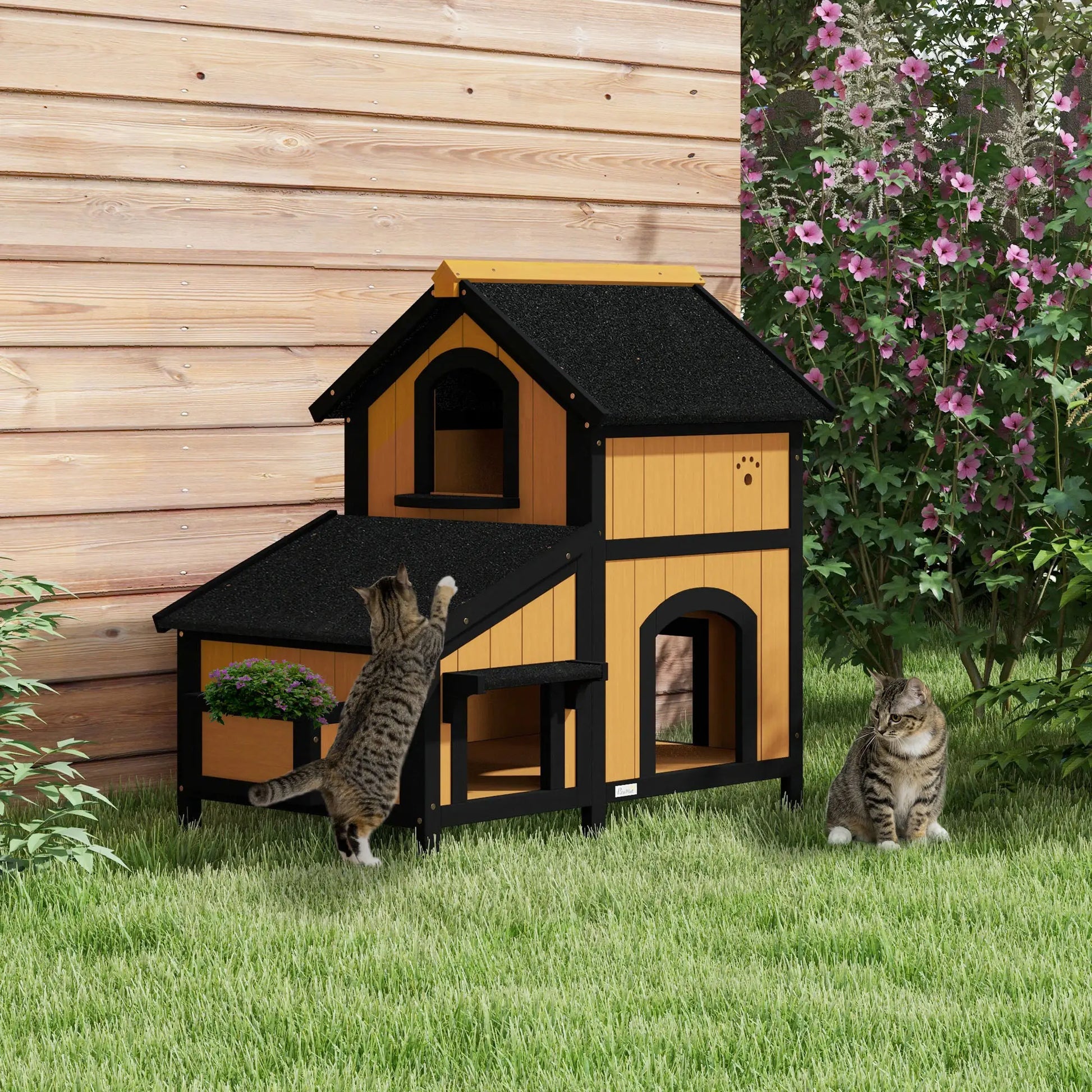 2 Tier Flower Pot Outdoor Cat House