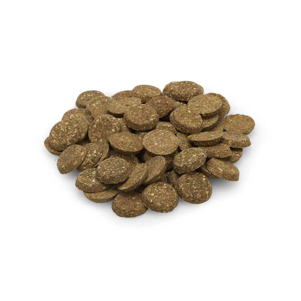 Brown pet treats on a white background