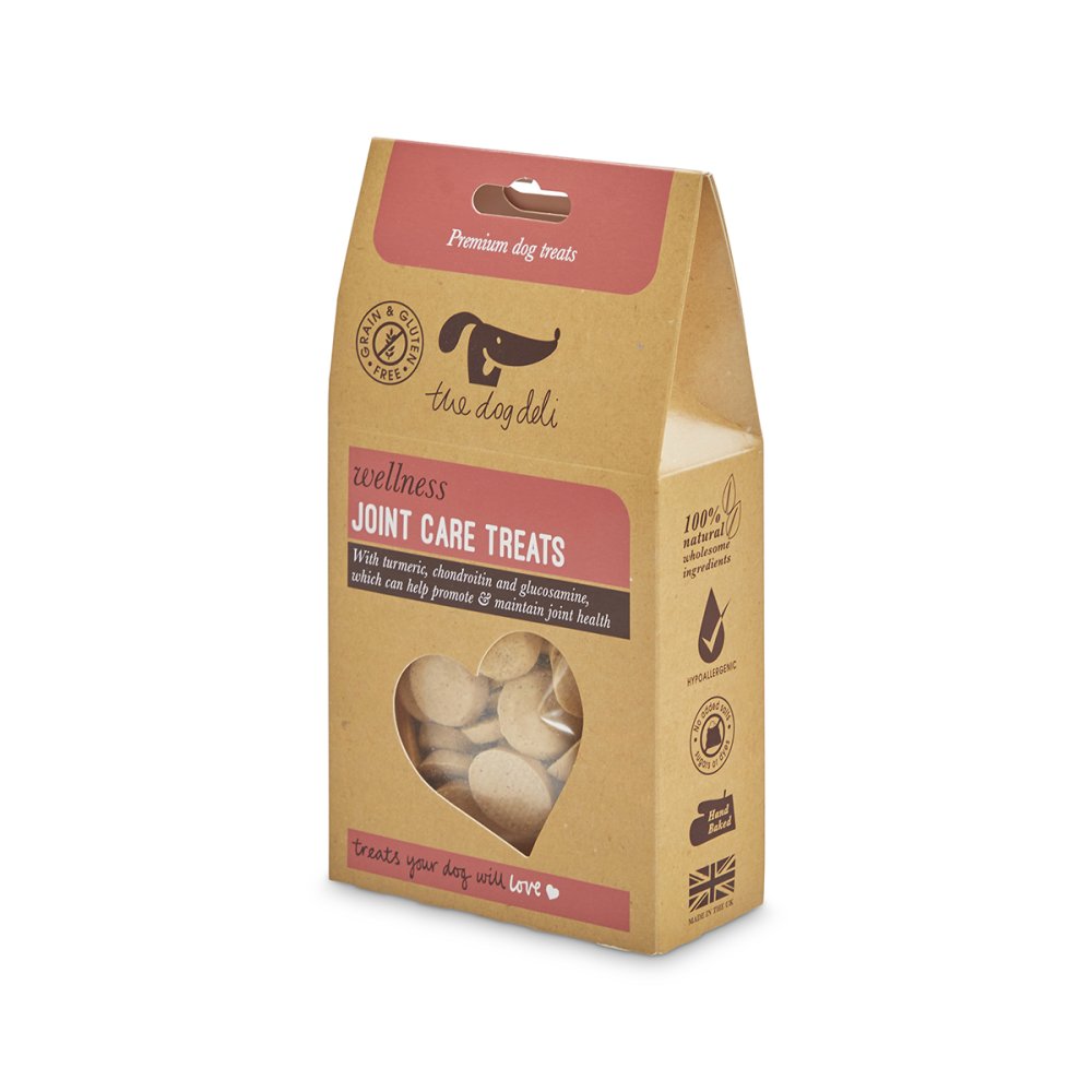 Package of dog treats for joint care with visible brand logo on a white background