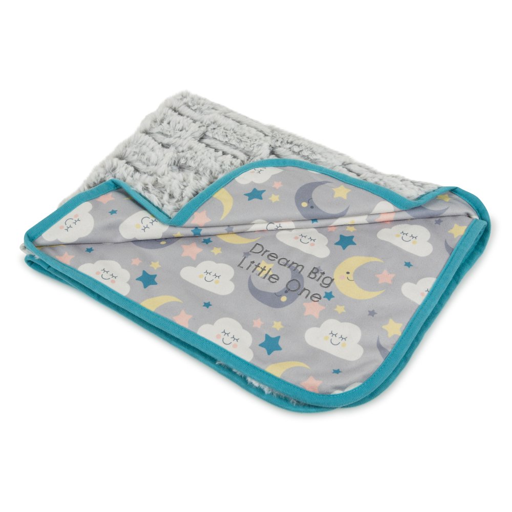 Dream Big Pet Comforter with a soft cloud and moon pattern