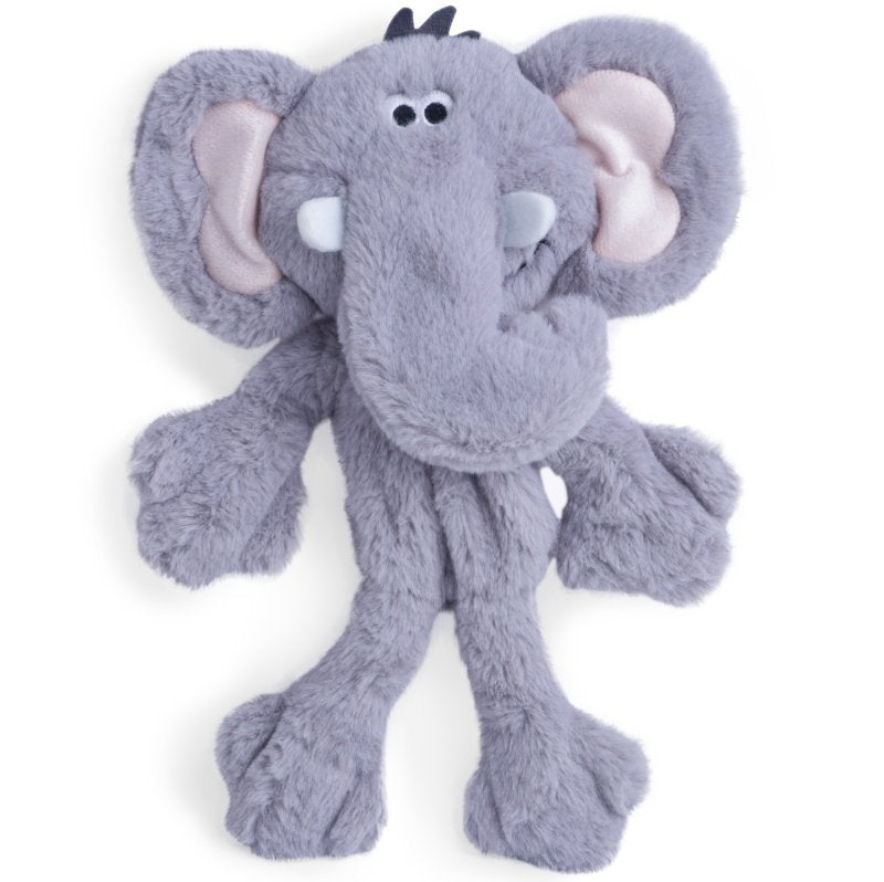 Plush elephant toy on a white background