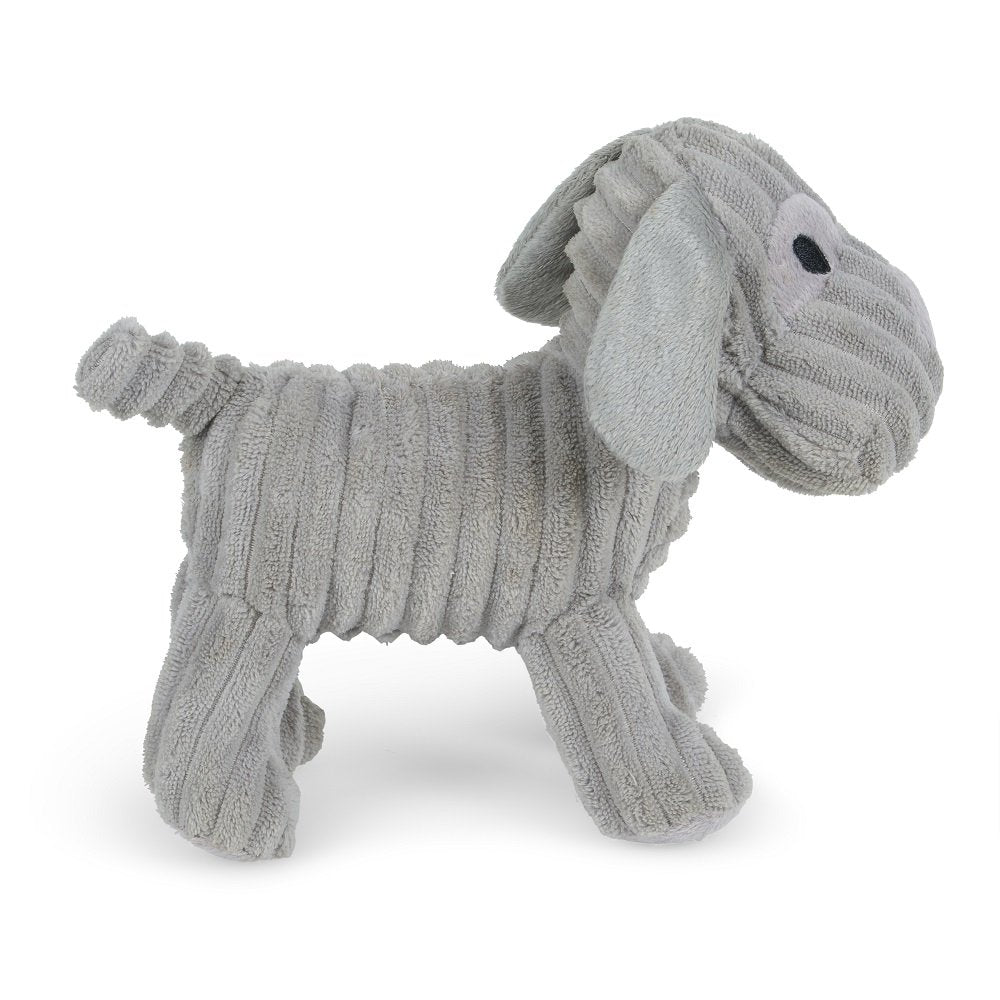 Gray cord dog toy on a white background