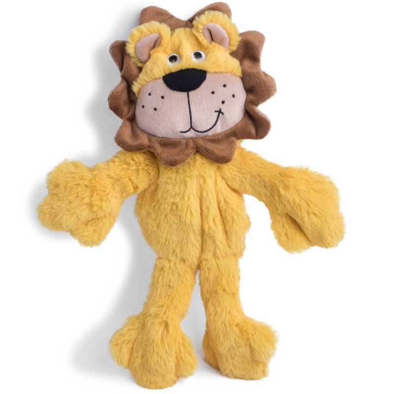 Plush lion toy on a white background