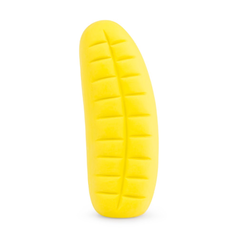 Yellow banana toy on a white background