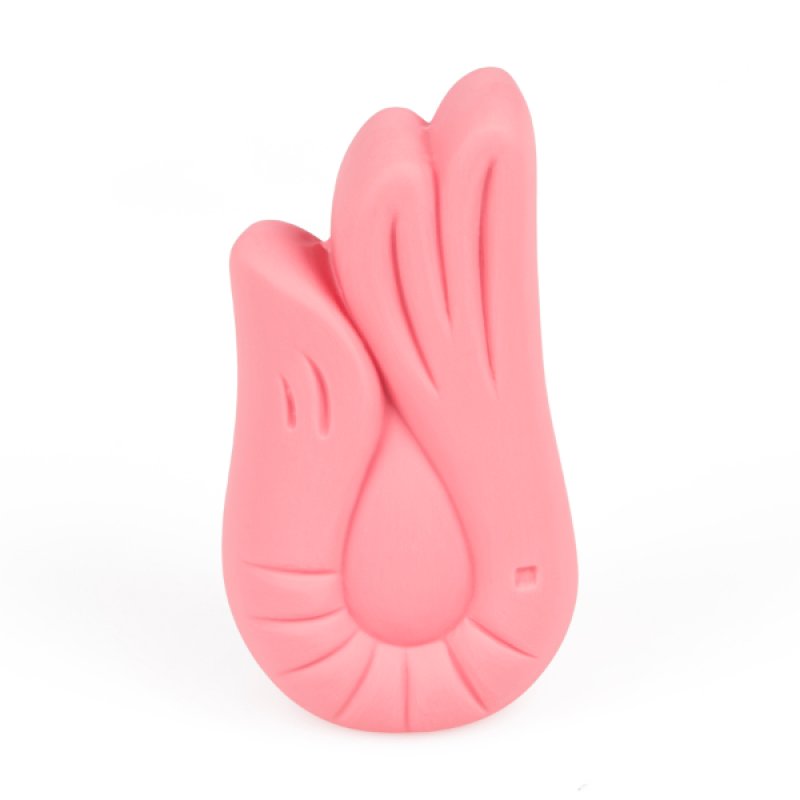 Pink shrimp toy on a white background